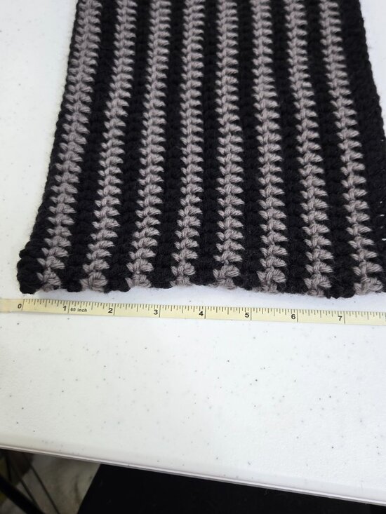 Handmade Crochet Cat Ear Beanie, Striped Acrylic Kitty Hat Black Gray main image 9